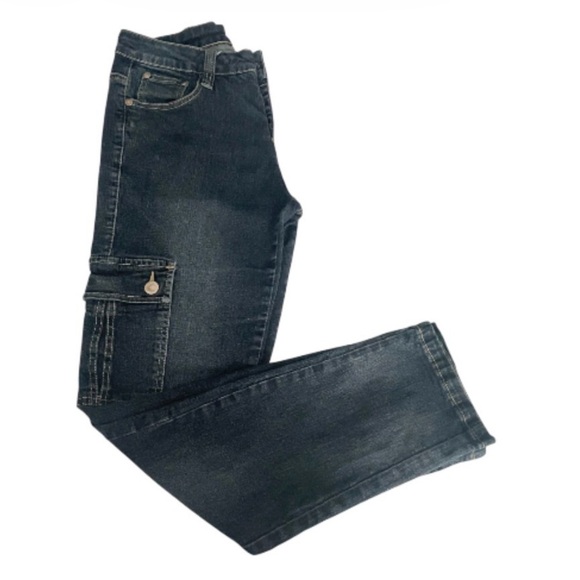 V Cristina Light Wash Cargo Jeans Straight Leg Side Pockets Distressed Detail - Picture 6 of 7